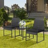 Tangkula 3PCS Patio Rattan PE Wicker Bistro Set Outdoor Furniture Set w/ Table & Cushion - 3 of 4