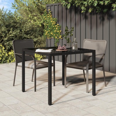 vidaXL Garden Dining Table Brown 35.4x35.4x29.5 in Poly Rattan