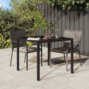 vidaXL Garden Dining Table Brown 35.4x35.4x29.5 in Poly Rattan - 1 of 4