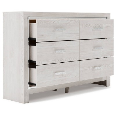 White Pearlized 6-Drawer Glam Double Dresser