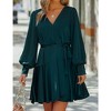 Womens Spring Dress Sexy Wrap V-Neck Ruffle Mini Dress Swing Tie Waist Flowy Cocktail Dresses - 2 of 4