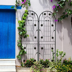 Wooakway 2 Pack Metal Garden Trellis 71" x 19.7" Rustproof Trellis for Climbing Plants Outdoor Flower Support - 1 of 4