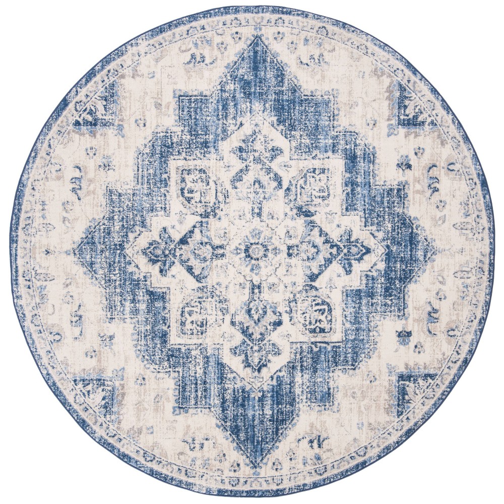 6'7in Round Madonna Rug Ivory/Navy - Safavieh