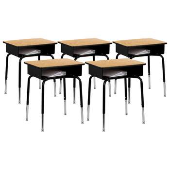 Flash Furniture Billie Student Desk with Open Front Metal Book Box - Set of 5