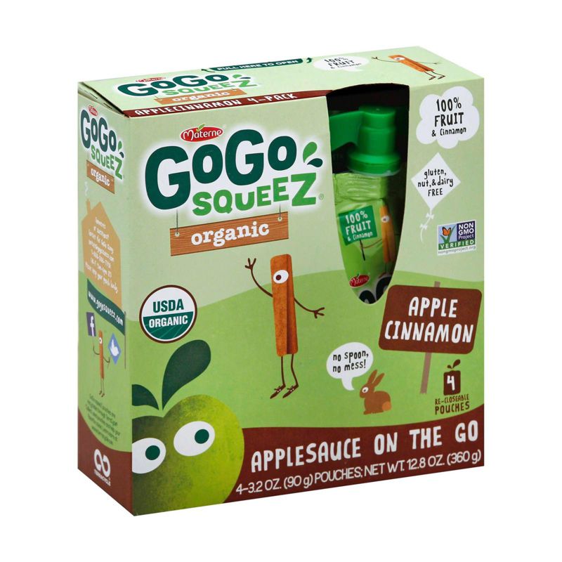 Gogo Squeez Organic Apple Cinnamon Applesauce on the Go - Case of 12/4 packs, 3.2 oz, 2 of 8