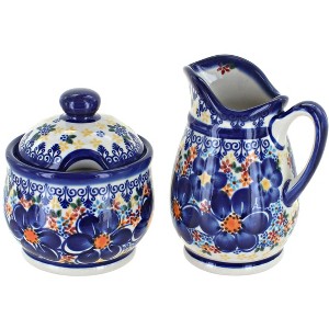 Blue Rose Polish Pottery 1583 Vena Cream & Sugar Set - 1 of 1