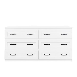 Vynxaria Modern side cabinet with 6 drawers ,Wood Chest of Drawers with Metal Handle, Storage Organizer for Living Room , Bedroom , Hallway,White - 1 of 4