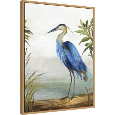 Blue Heron Nature Scene Framed Canvas Wall Art