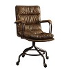 TiramisuBest Vintage Leather Swivel Office Chair with Casters & Wooden Armrests - 2 of 4