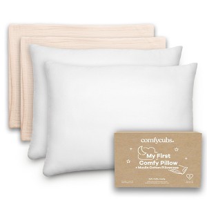 Toddler Pillow with Muslin Pillowcase, 13"x18", Kids Pillow for Sleeping by Comfy Cubs - 2 Pack - 1 of 4