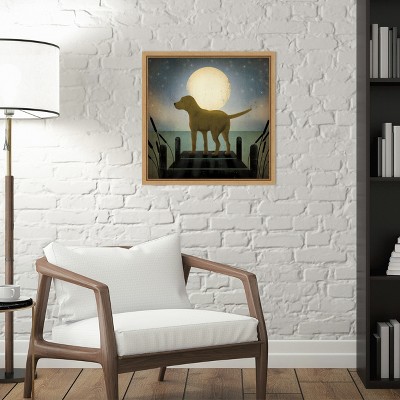 Moonrise Yellow Dog Framed Canvas Wall Art
