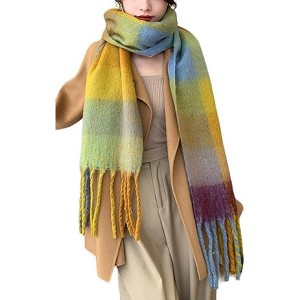 MSDC Winter Women Warm Scarf Long Shawl Large Scarves Cold Weather Thick Blanket Scarfs Colorful Plaid - 1 of 4