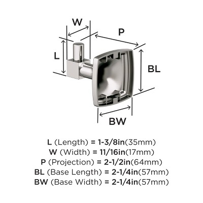 Polished Nickel Single Prong Robe Hook with Square Base