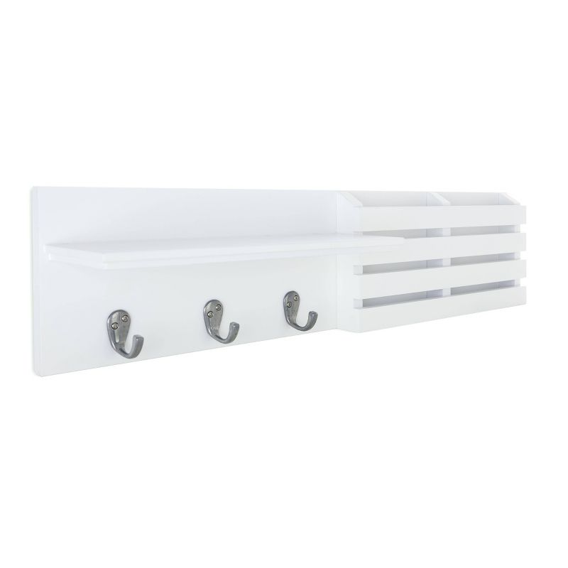 Sydney Wall Shelf with Hooks and Mail Sorter - White, 3 of 10