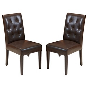 Gentry Bonded Leather Dining Chair Brown (Set of 2) - Christopher Knight Home