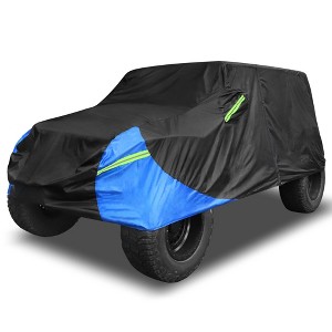 Unique Bargains Car Cover for Jeep Wrangler JK JL 2 Door 2007-2021 Outdoor Waterproof Sun Rain Dust Wind Snow Protection Black Blue - 1 of 4