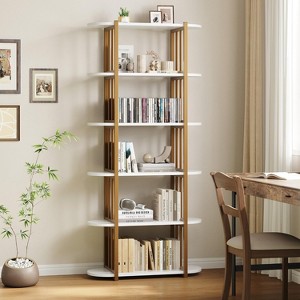 6-Tier Wooden Bookshelf, 71" Industrial Tall Bookcase with Metal Frame, Large Open Storage Shelf for Living Room, Bedroom, Office - 1 of 4