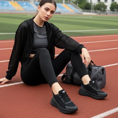Женские кроссовки CUSHIONAIRE XPLOR Womens Walking Sneakers, Chunky Lightweight Platform Tennis Shoes Womens with Arch Support and Memory Foam, Black 7.5 — фото 7