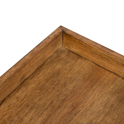 Rustic Brown Solid Wood Ladder Shelf with Two Tiers
