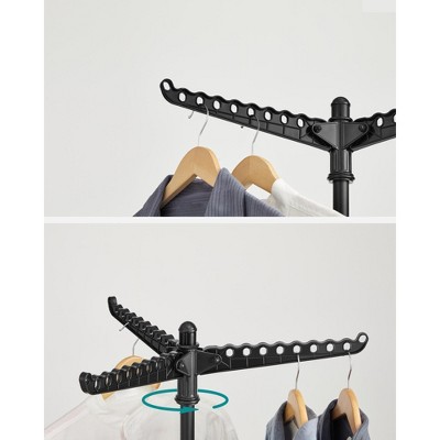 Black Foldable Stainless Steel 59" Clothes Drying Rack with 27 Clips