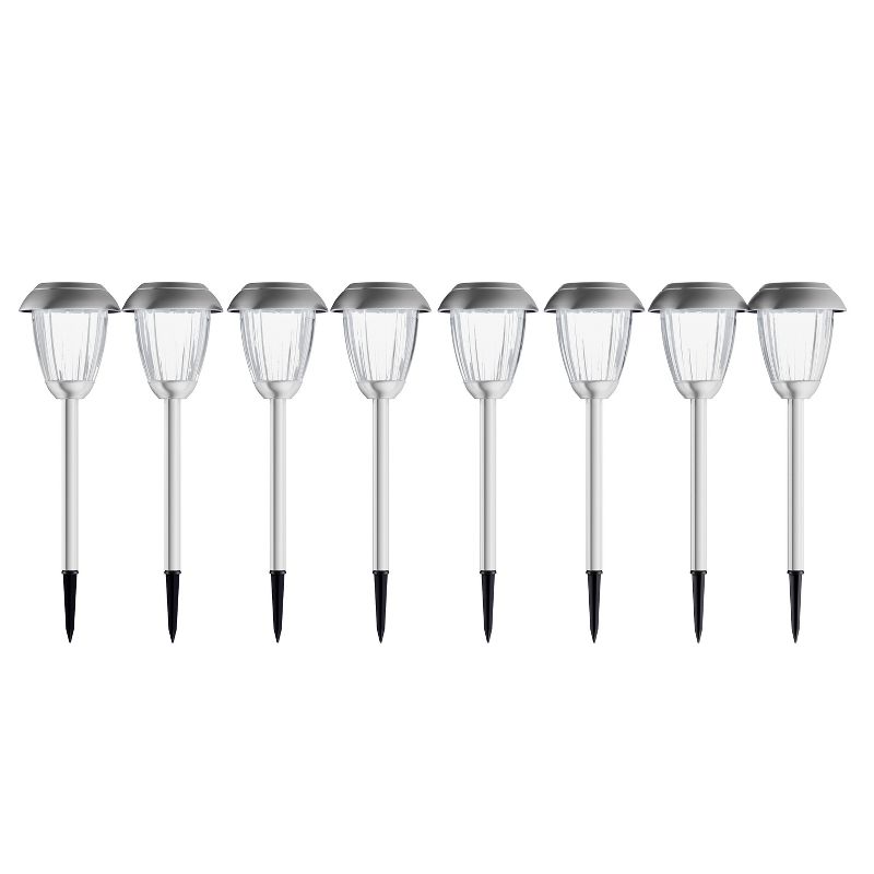 Nature Spring Stainless Steel Solar Path Lights - 16", Gunmetal Finish, Set of 8, 3 of 8