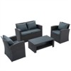 GlasFlength Patio Seating Sets 4PCS, Cushions, Outdoor Furniture, Deep Seat, Sectional Chat Set with Cushions, Blue, 45.25"*25.75"*29.75" - 2 of 4