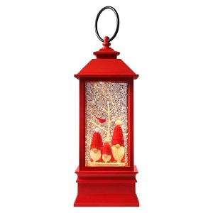 Haute Decor 11" Snowburst Lantern Snow Globe with Gnome Trio - 1 of 3