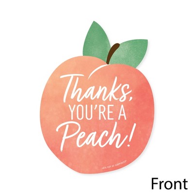 Sweet As A Peach Thank You Cards - 12 Fruit Shaped Note Cards With Envelopes For Baby Showers & Birthdays
