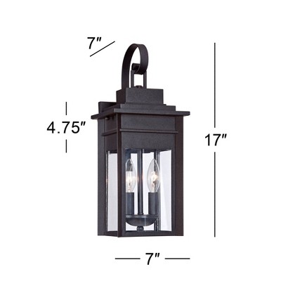 Bransford Black Iron Outdoor Wall Sconce with Clear Glass Panels