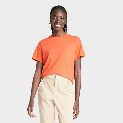 Women's Short Sleeve T-shirt - A New Day™ Dark Orange Xs : Target