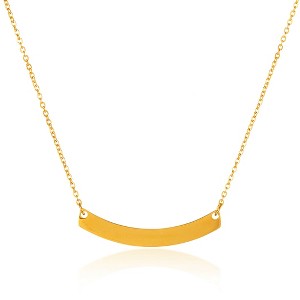 ELYA Women's Polished Curved Bar Gold Plated Steel Necklace - 1 of 3