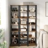 Narrow Bookshelf Tall Skinny Bookcase 6 Tier Storage Rack Rustic Corner Shelf Metal Frame Small Freestanding Bookshelves Industrial Display Stand - 4 of 4