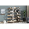Vynxaria 5 Tier Bookcase Home Office Open Bookshelf, Vintage Industrial Style Shelf, MDF Board, White Metal Frame, Oak - 3 of 4