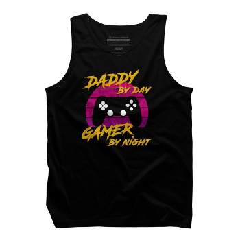 Men's Design By Humans Daddy By Day Gamer By Night By thriftjd Tank Top