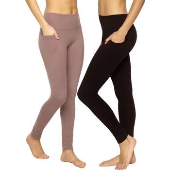 Felina Women's Sueded Athletic Leggings, Slimming Waistband (Shadow Floral,  Large) 