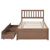 Contemporary Wooden Single-Size Platform Bed with 2 Drawers in Whitewashed Color - 4 of 4
