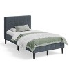Yukimo Twin Upholstered Bed Frame with Button Tufted Headboard, Solid Wood Slat Support Metal Platform Bed with Storage Space - 2 of 4