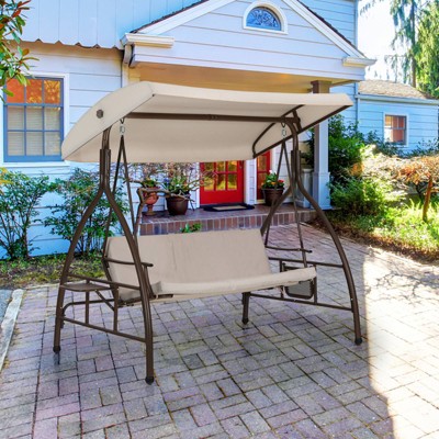 Outdoor 3 Person Swing with Cushions & Side Table - Captiva Designs