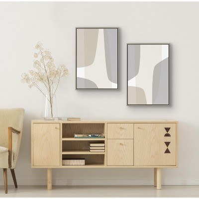 Comforting Curves Beige and Gray Abstract Canvas Art Set