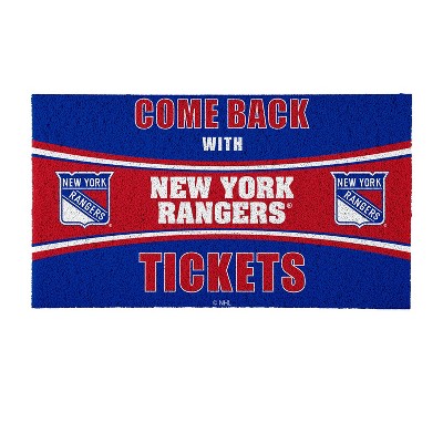 Evergreen Come Back with Tickets New York Rangers 28" x 16" Woven PVC Indoor Outdoor Doormat