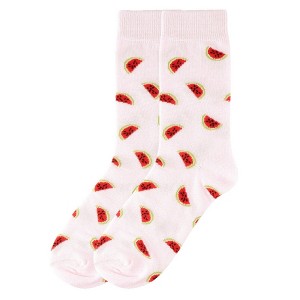 Women's Pink Color Watermelon Novelty Face Novelty Socks - 1 of 3