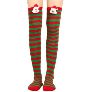 BABYYER Christmas Socks, Women Thigh High Long Stockings with Xmas Doll Elastic and Soft for Holiday Decorations - 1 of 4