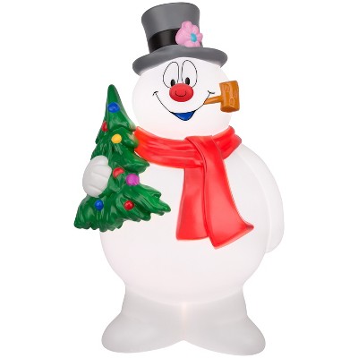 Gemmy Lighted Blow Mold Outdoor Decor Frosty w/Tree 24" WB, Multicolored