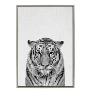 Kate and Laurel Sylvie Tiger Framed Canvas by Simon Te of Tai Prints, 23x33, Gray - 1 of 4