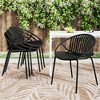 SKRAN Set of 2 Patio Dining Chairs, Stackable Chairs with Breathable Design Modern Simple Art Style,Metal Legs and Plastic Backrest - 2 of 4