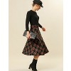 INSPIRE CHIC Women's Tartan Plaid High Waist Belted Vintage A-Line Midi Skirt - 3 of 4