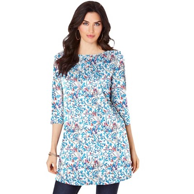 Roaman's Women's Plus Size Boatneck Ultimate Tunic With Side Slits