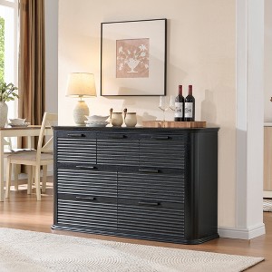 Zeus & Ruta Fluted 52" Modern Wood Dresser with 7 Drawers, Curved Design for Living Room & Hallway Storage - 1 of 4