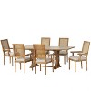 GDFStudio Zentner French Country Fabric Upholstered Wood and Cane 7 Piece Expandable Dining Set - 2 of 4
