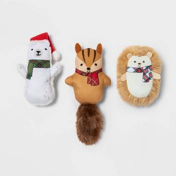 Snow Shoe Lodge Bear Chipmunk Hedgehog Dog Toy Set - 3pk - Wondershop™